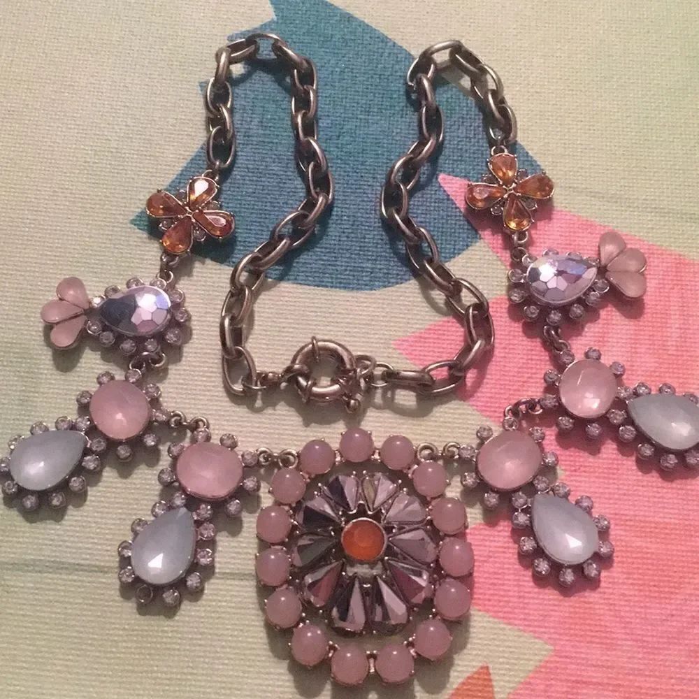 Anthropologie Crystal & Mirror Statement Necklace